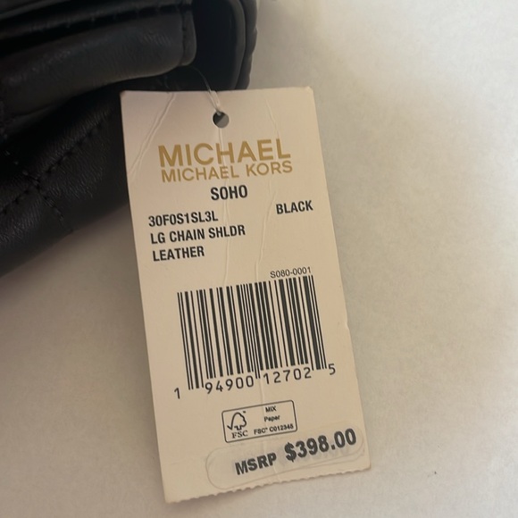 Michael Kors Soho Quilted Black Leather Shoulder Bag Chain Strap NWT - Picture 8 of 8